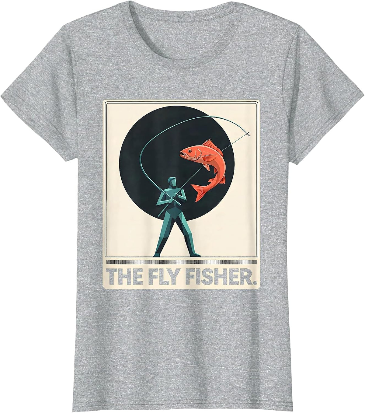 Women's The Fly Fisher Midcentury Modern Tarot Card Fly Fishing T-Shirt - Heather Grey