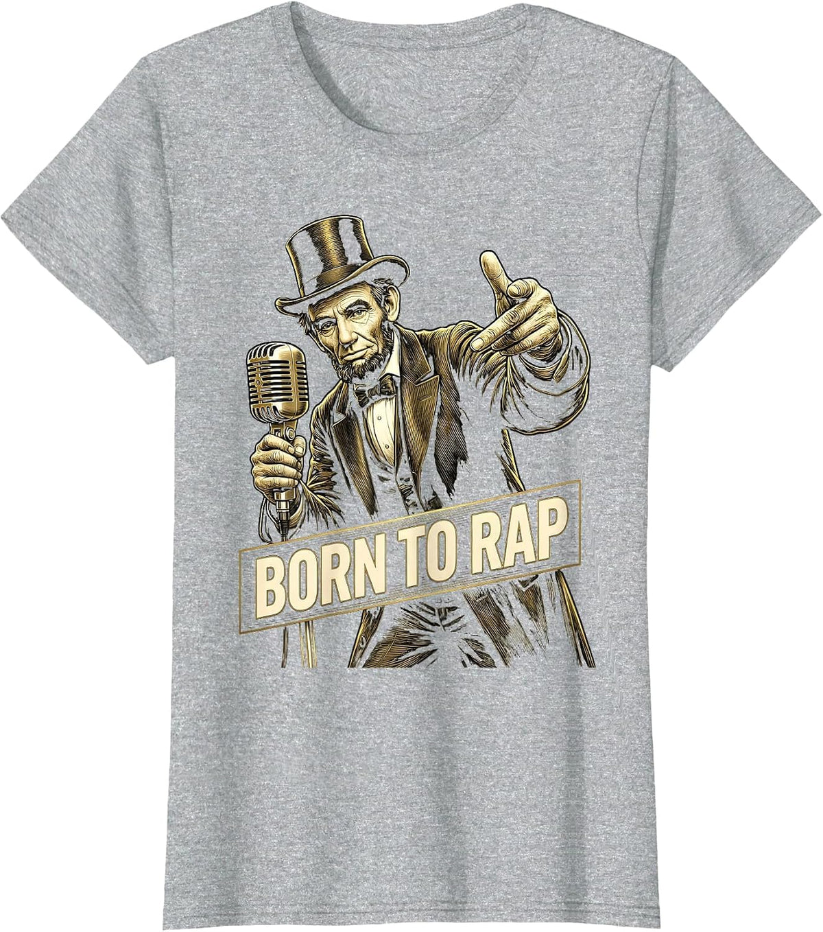 Born to Rap Hip Hop Graphic Design T-Shirt - Heather Grey