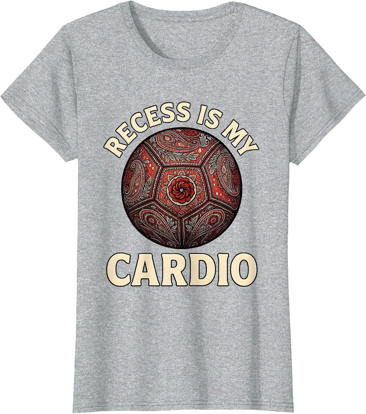 Recess Is My Cardio 4th Grade Teacher Design T-Shirt - Heather Grey