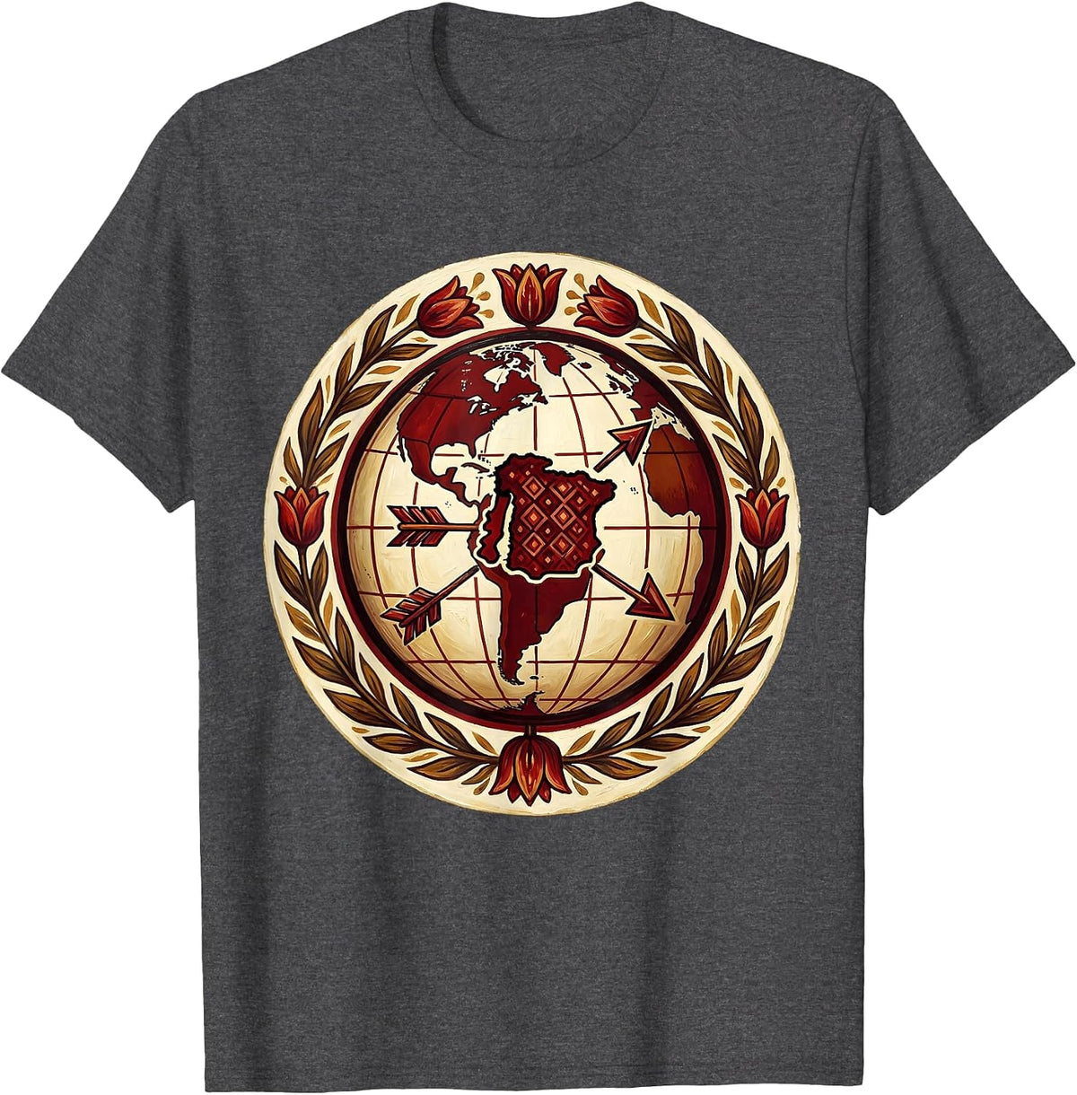 Vintage Globe Spanish Teacher Graphic T-Shirt - Dark Heather Grey
