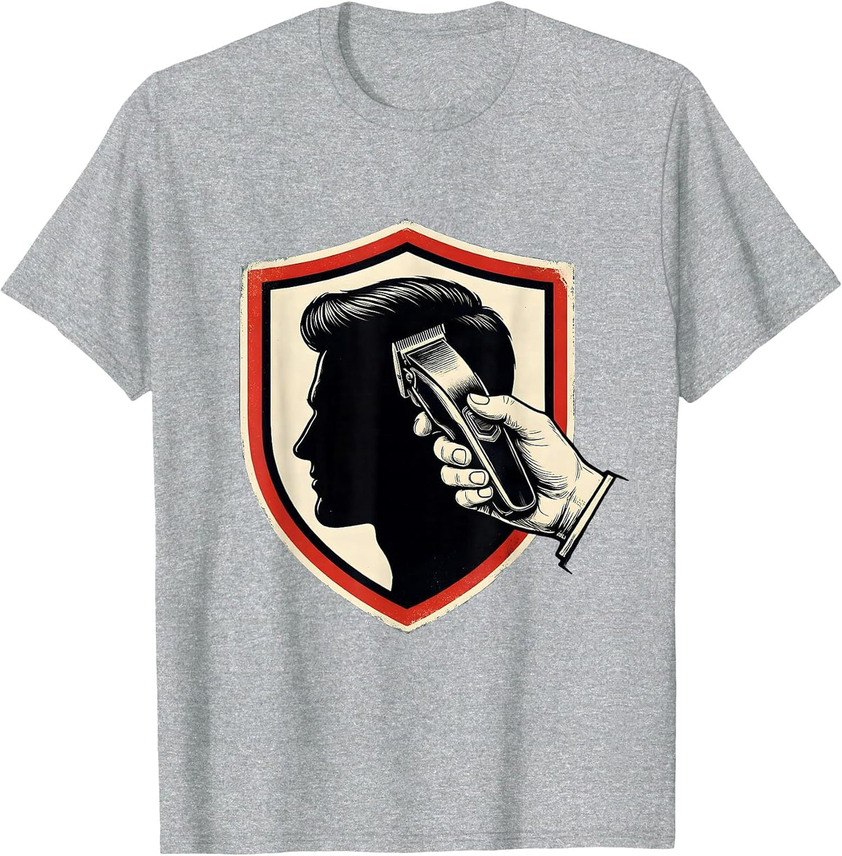 Men's Barber Shield Badge Vintage Sign Painter Humor T-Shirt - Heather Grey