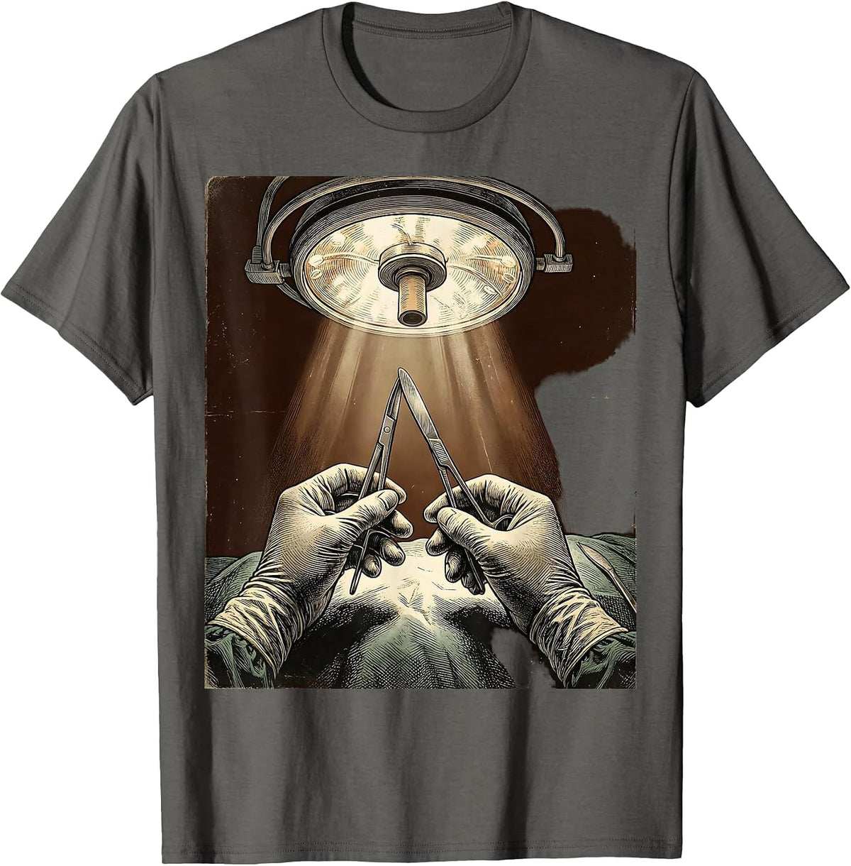Trauma Surgeon Mid-Operation Graphic Design T-Shirt - Asphalt Grey