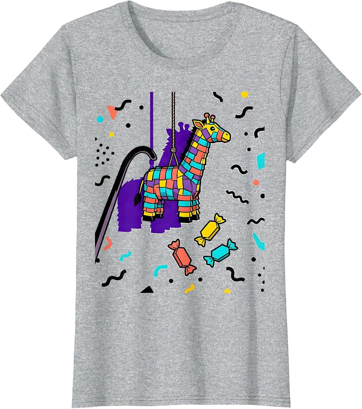 Giraffe Piñata Memphis Modern Cinco De Mayo Party Costume T-Shirt - Heather Grey