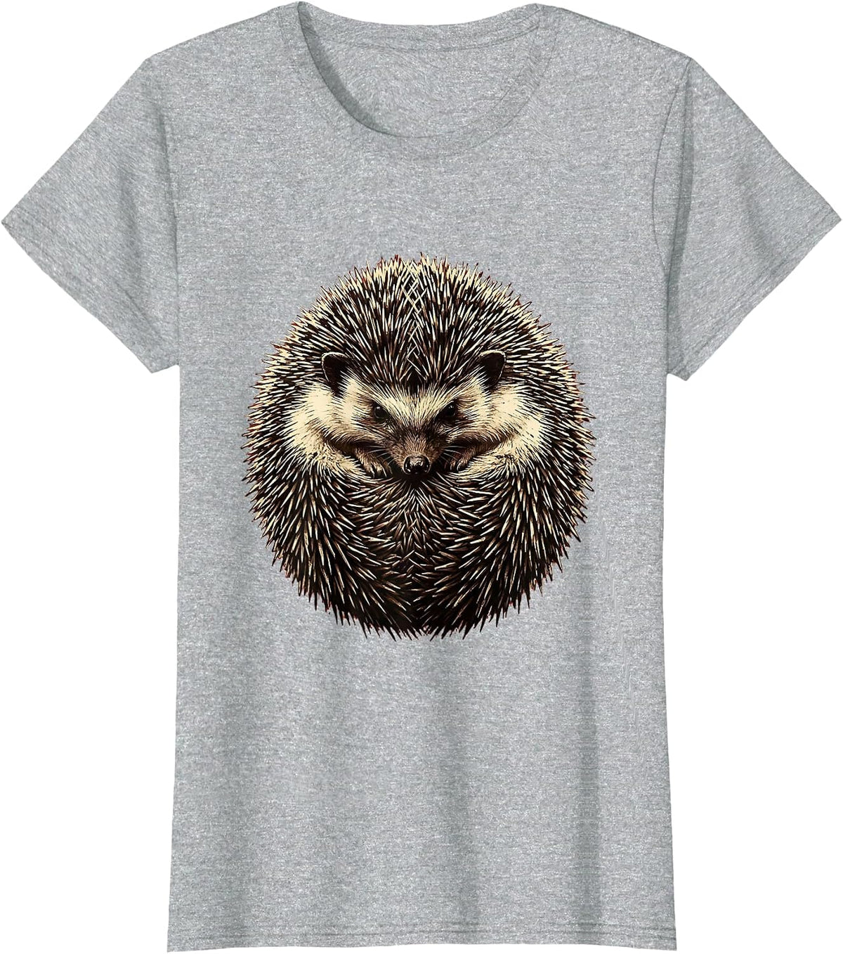 Hedgehog Defensive Ball Cute Animal Illustration T-Shirt - Heather Grey