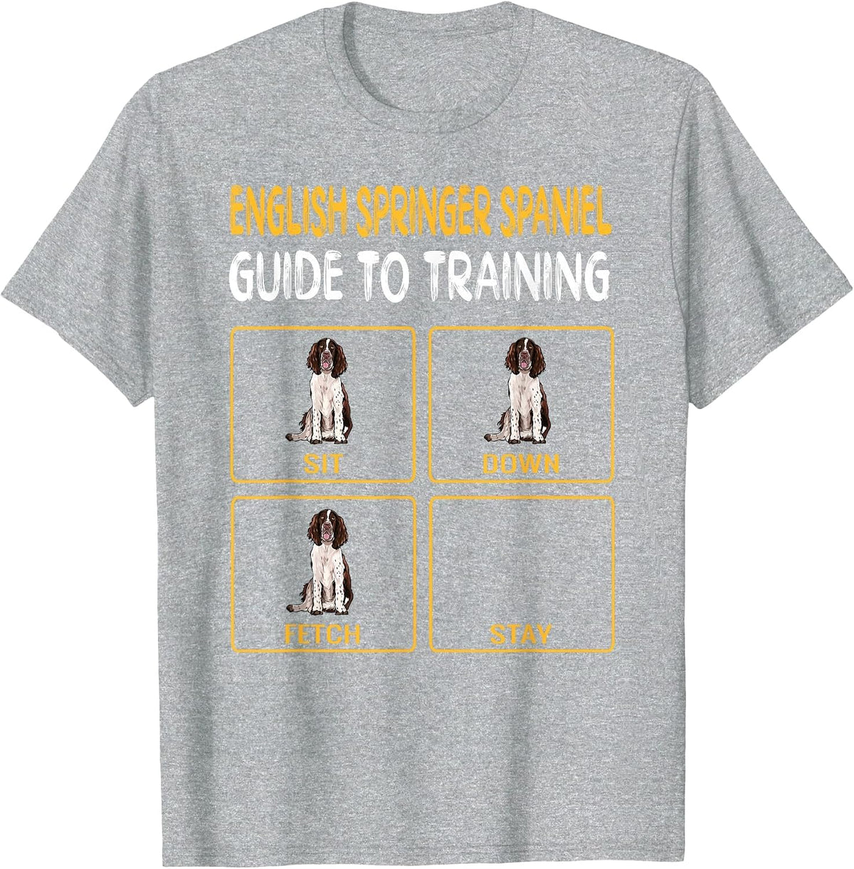 English Springer Spaniel Guide to Training Dog Obedience T-Shirt - Heather Grey
