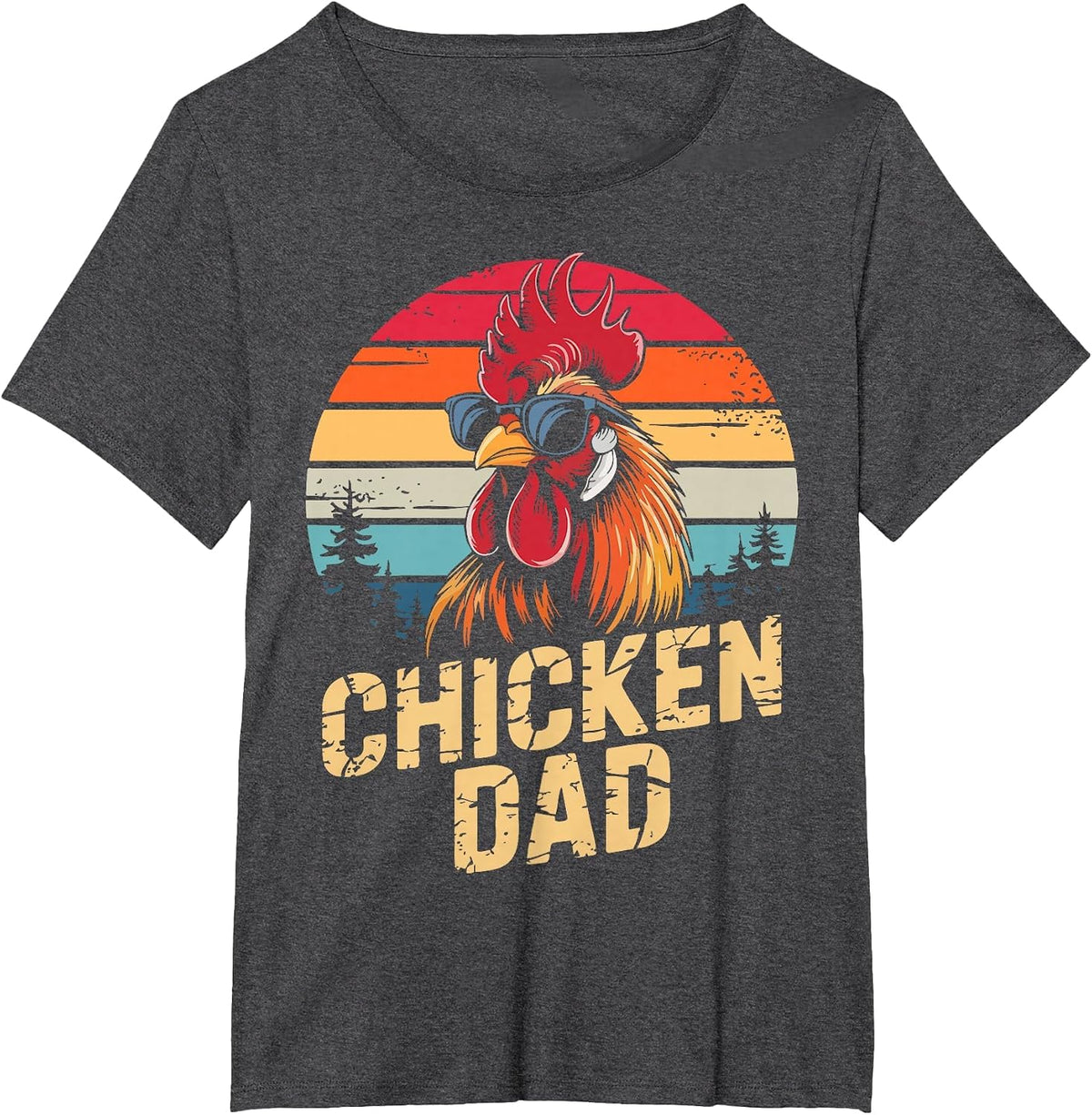 Men Chicken Dad Vintage Poultry Farmer Daddy Fathers Day T-Shirt - Dark Heather Grey