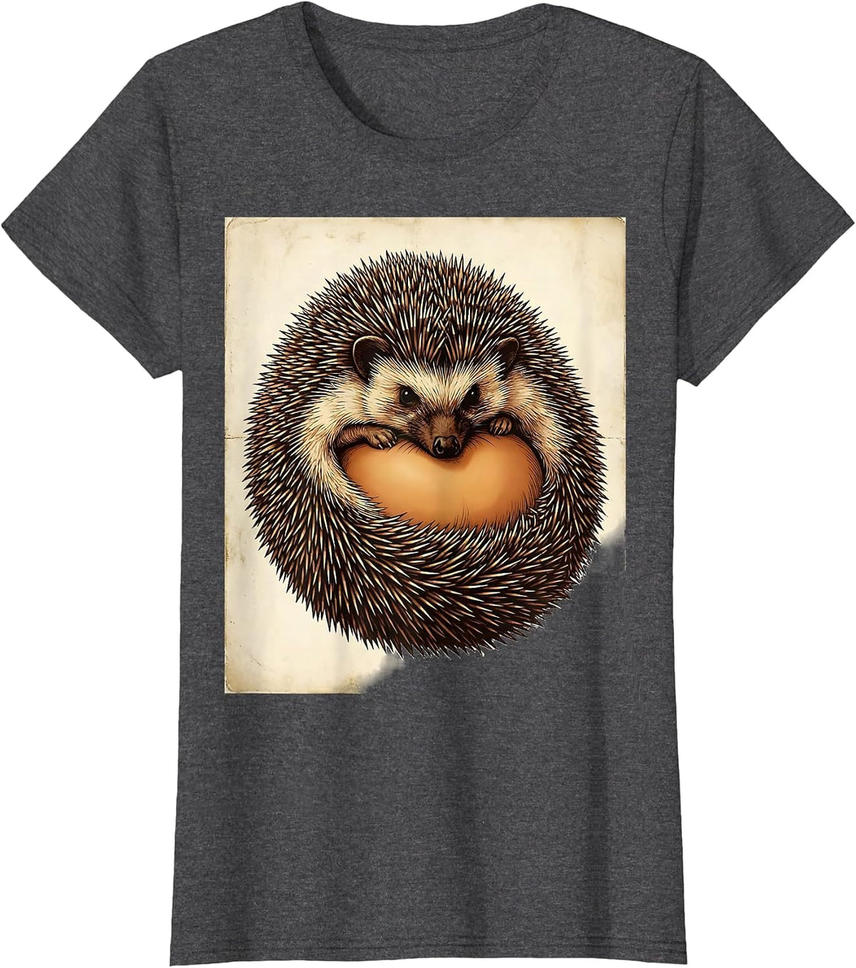 Women's Cute Hedgehog Vintage Hedgehog Lover Humor T-Shirt - Dark Heather Grey