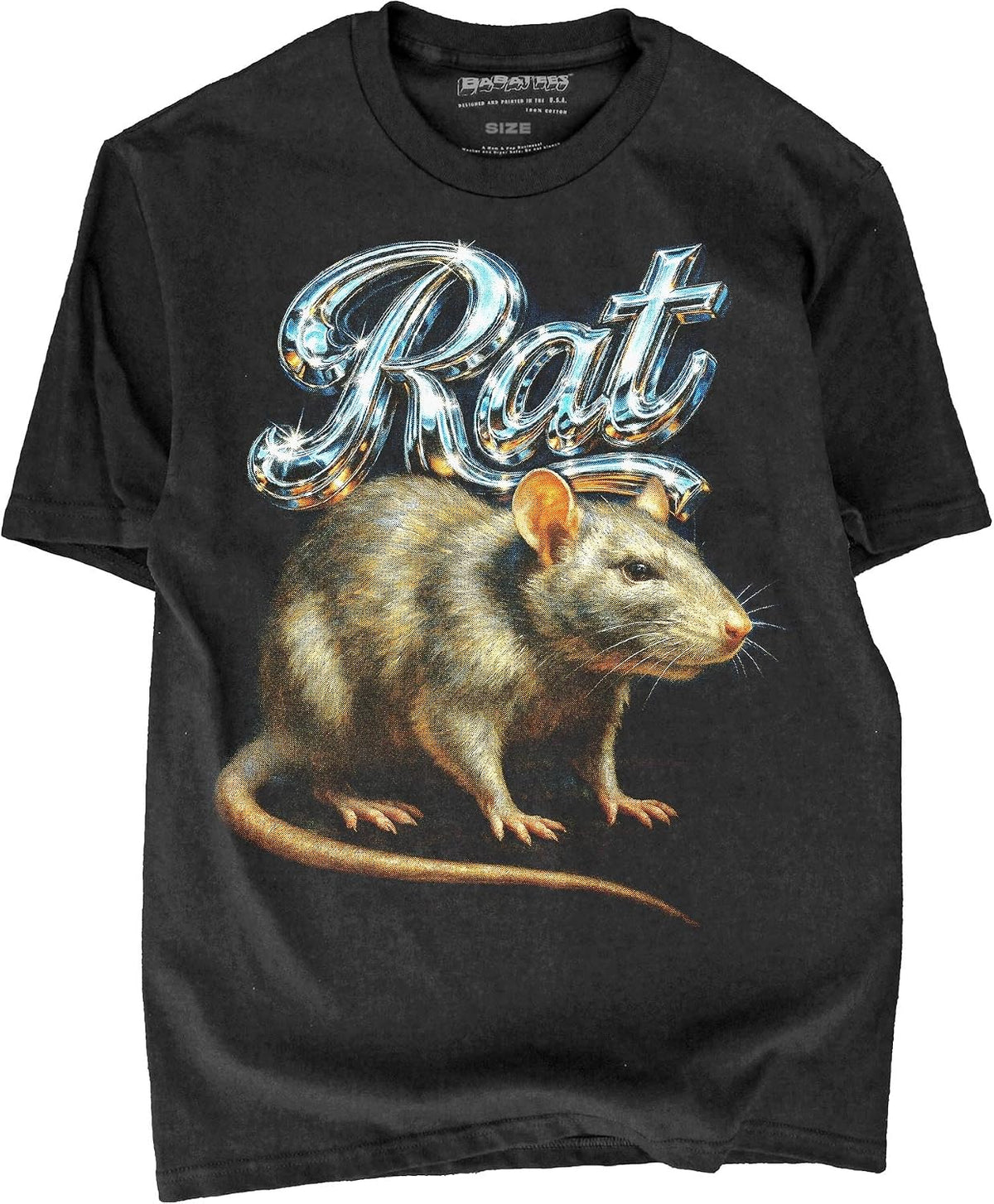 Heavy Metal 80s Animal Black Tshirt - 100% Cotton - for Men & Women - Rat