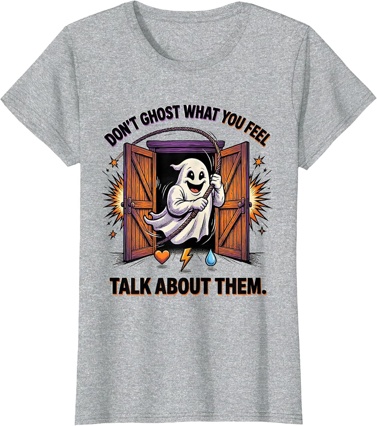 Don't Ghost What You Feel Comic Book School Counselor T-Shirt - Heather Grey