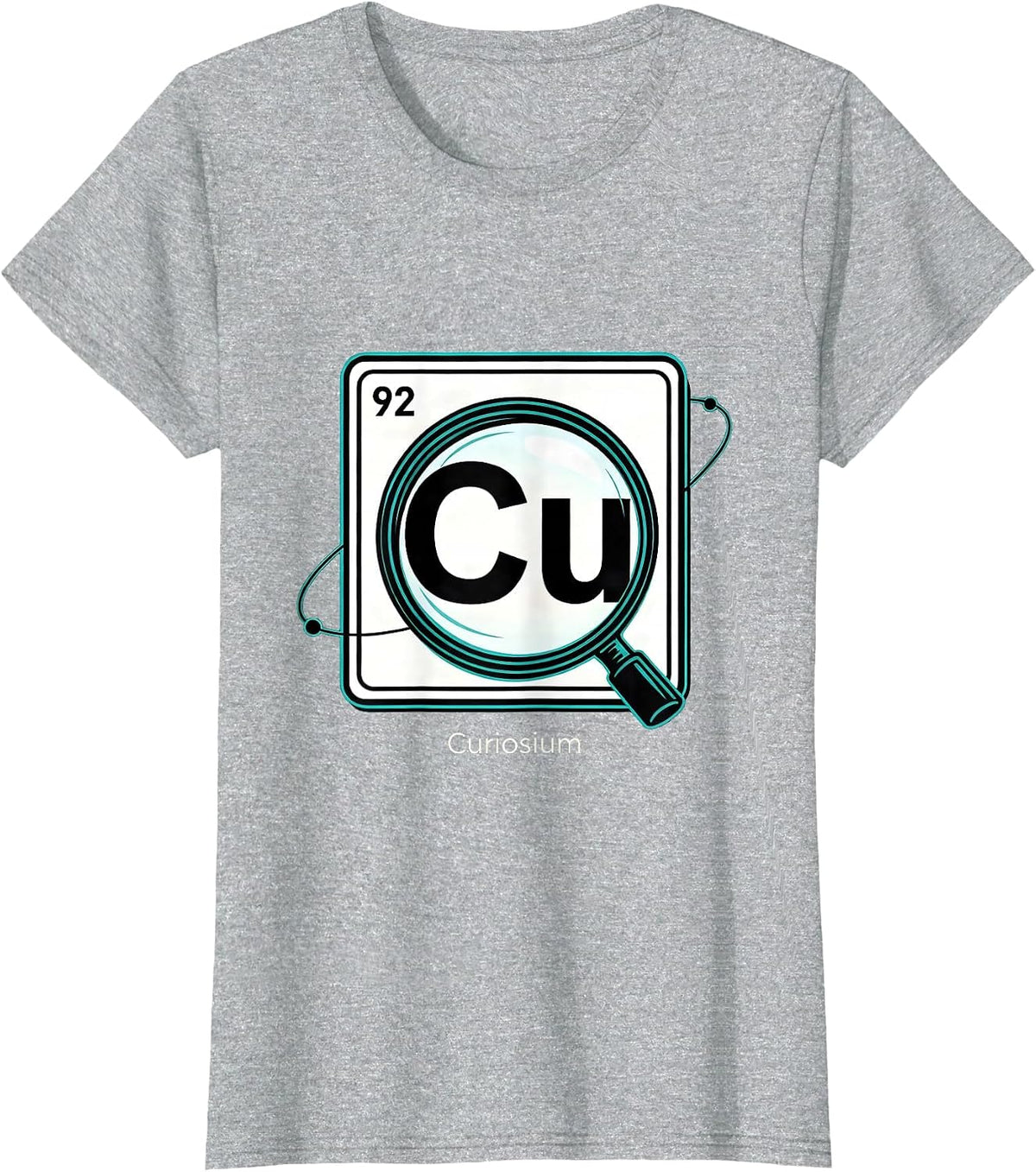 92 Cu Curiosium Funny Periodic Table Chemistry Nerd Gift T-Shirt - Heather Grey