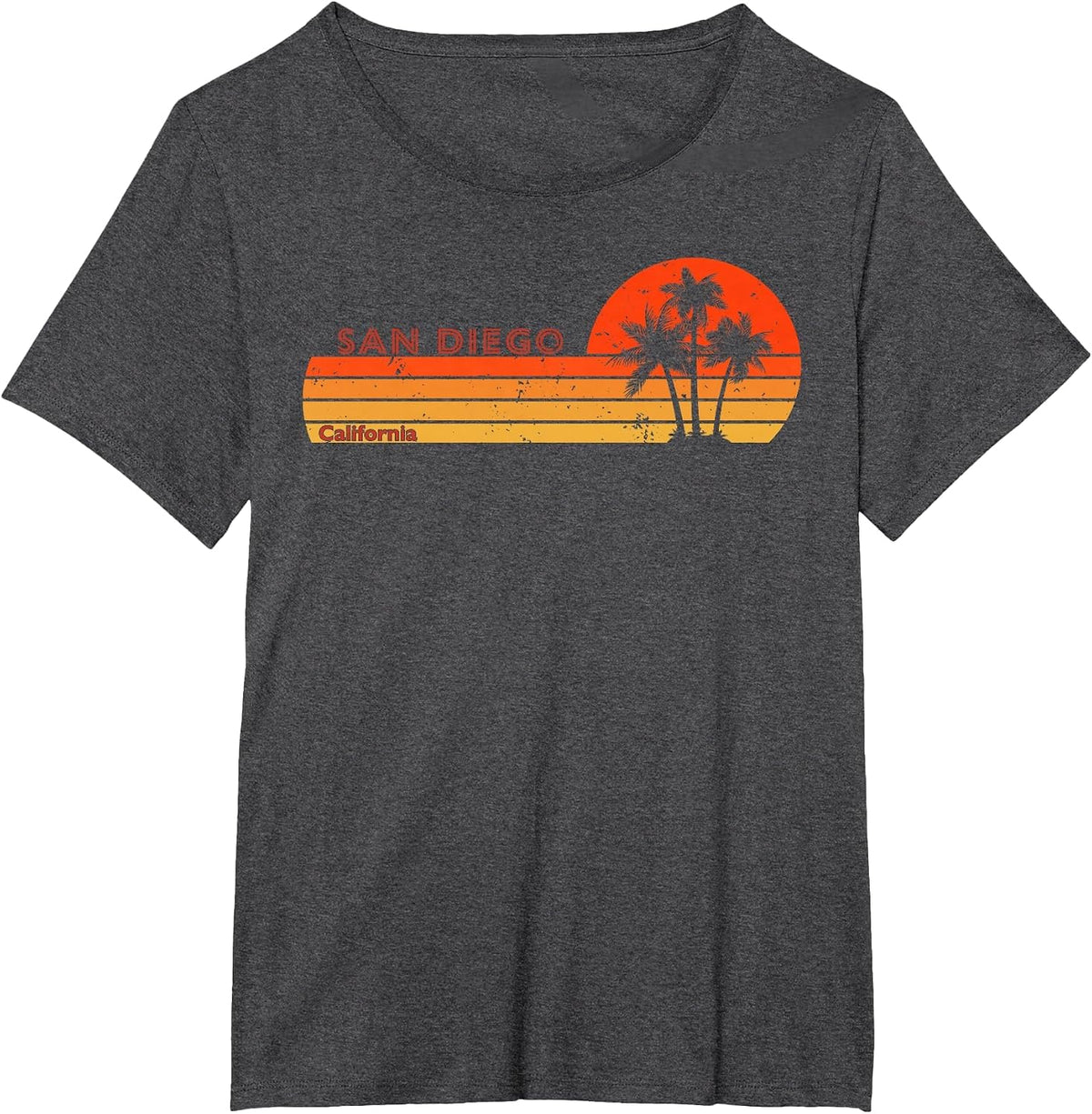 San Diego California Retro Vintage Sunset T-Shirt - Dark Heather Grey
