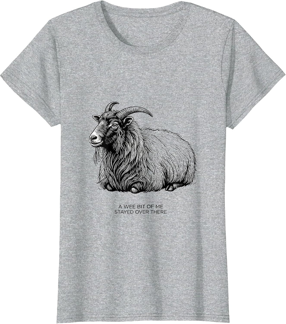 A Wee Bit Of Me Stayed Over There Cute Highland Cow Scottish T-Shirt - Heather Grey