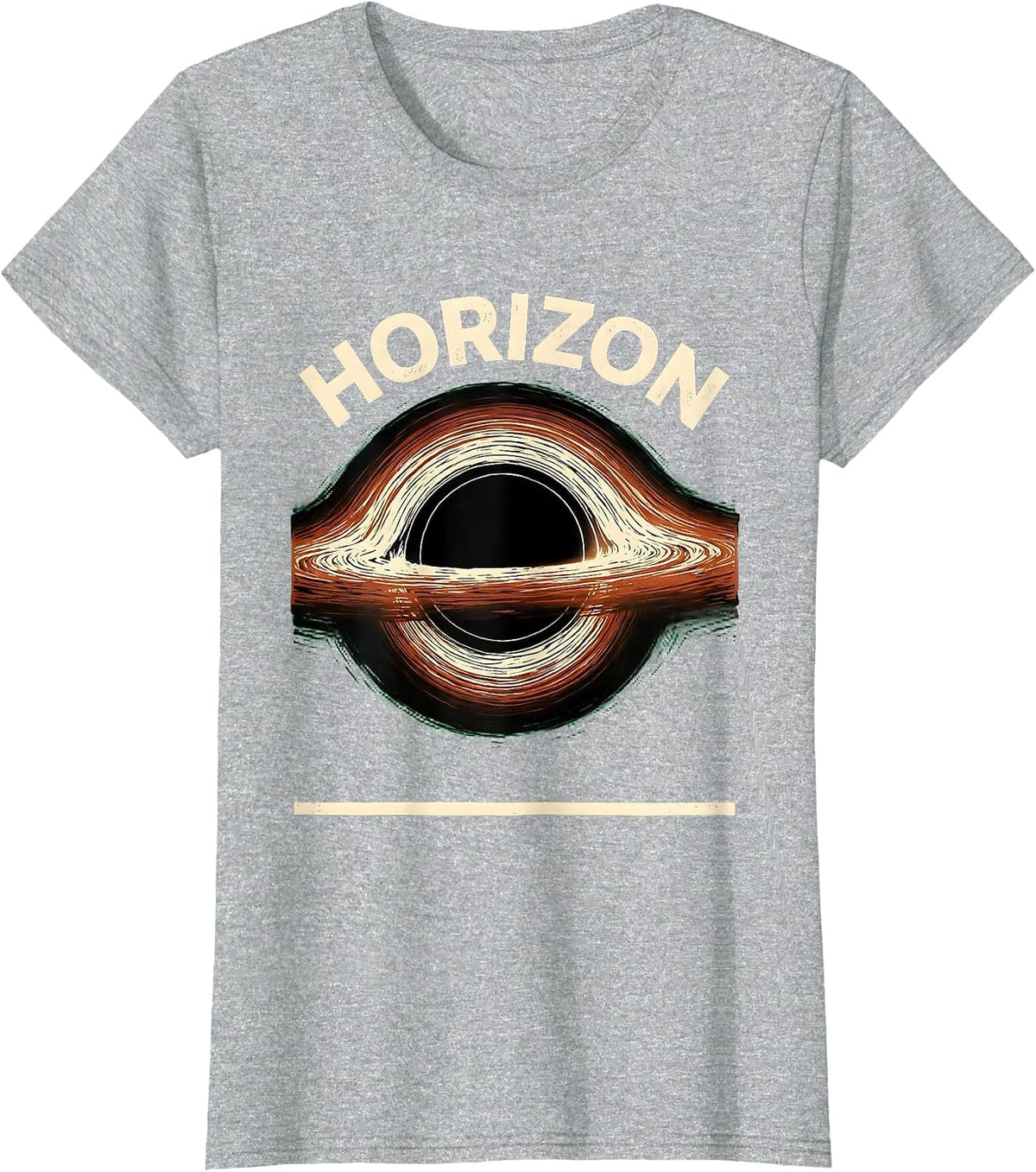 Women's Horizon Linocut Black Hole Astrophysics Science Student T-Shirt - Heather Grey