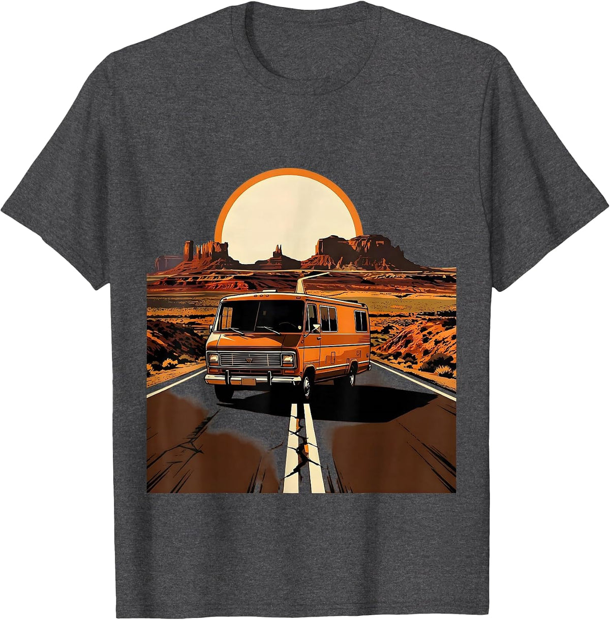 Men's Vintage Tour Van Open Highway Graphic T-Shirt - Dark Heather Grey