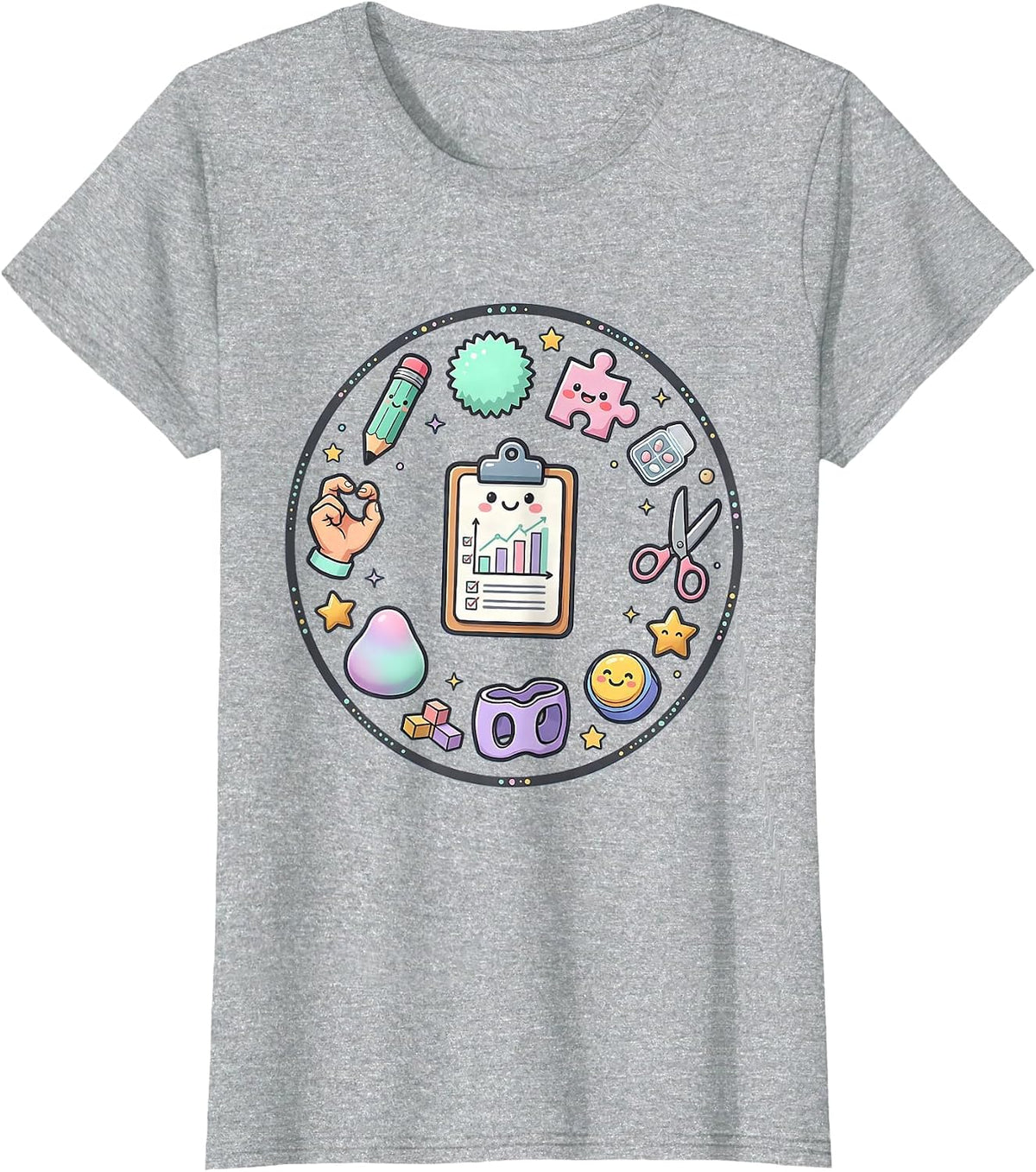 Women's Occupational Therapist Clipboard Checkmark Chart T-Shirt - Heather Grey