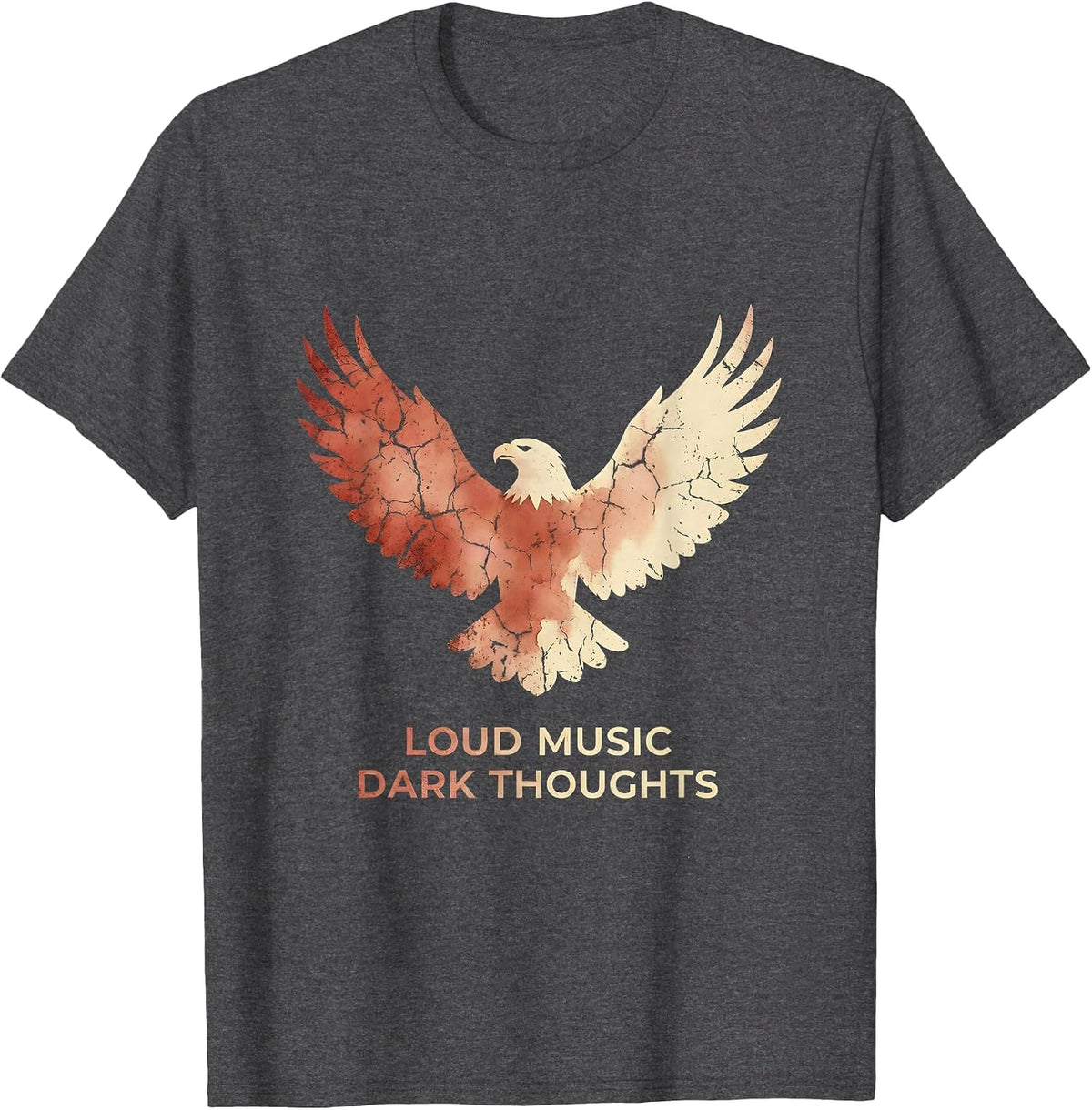 Loud Music Dark Thoughts Death Metal Design T-Shirt - Dark Heather Grey