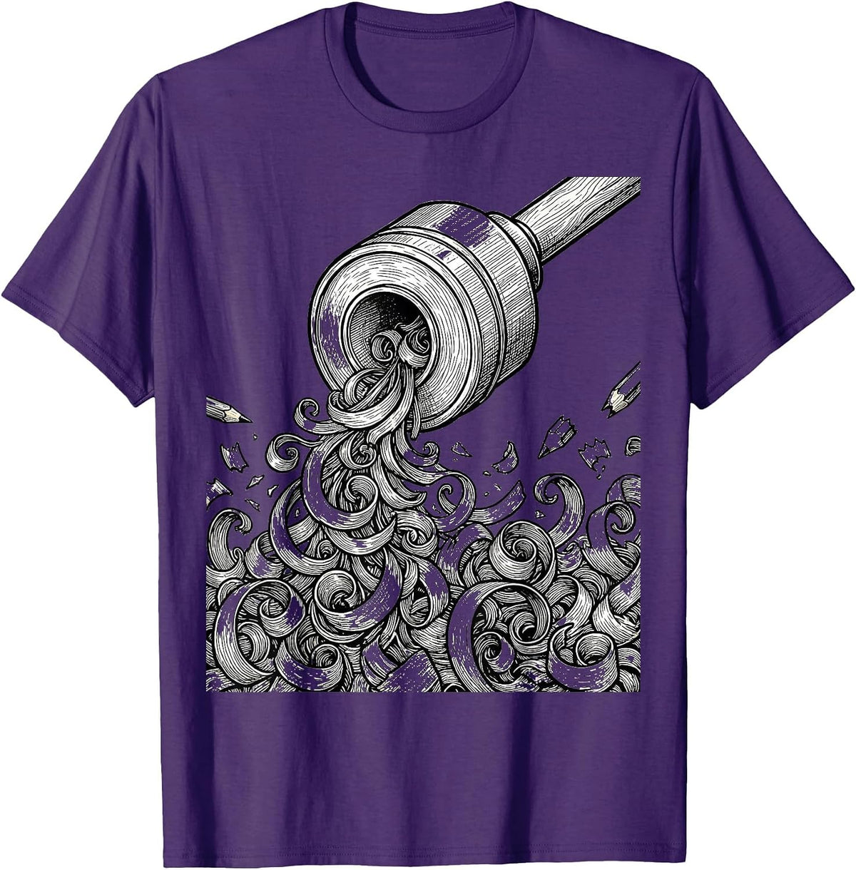 Men's 4th Grade Teacher Colorful Pencil Sharpener Art T-Shirt - Purple