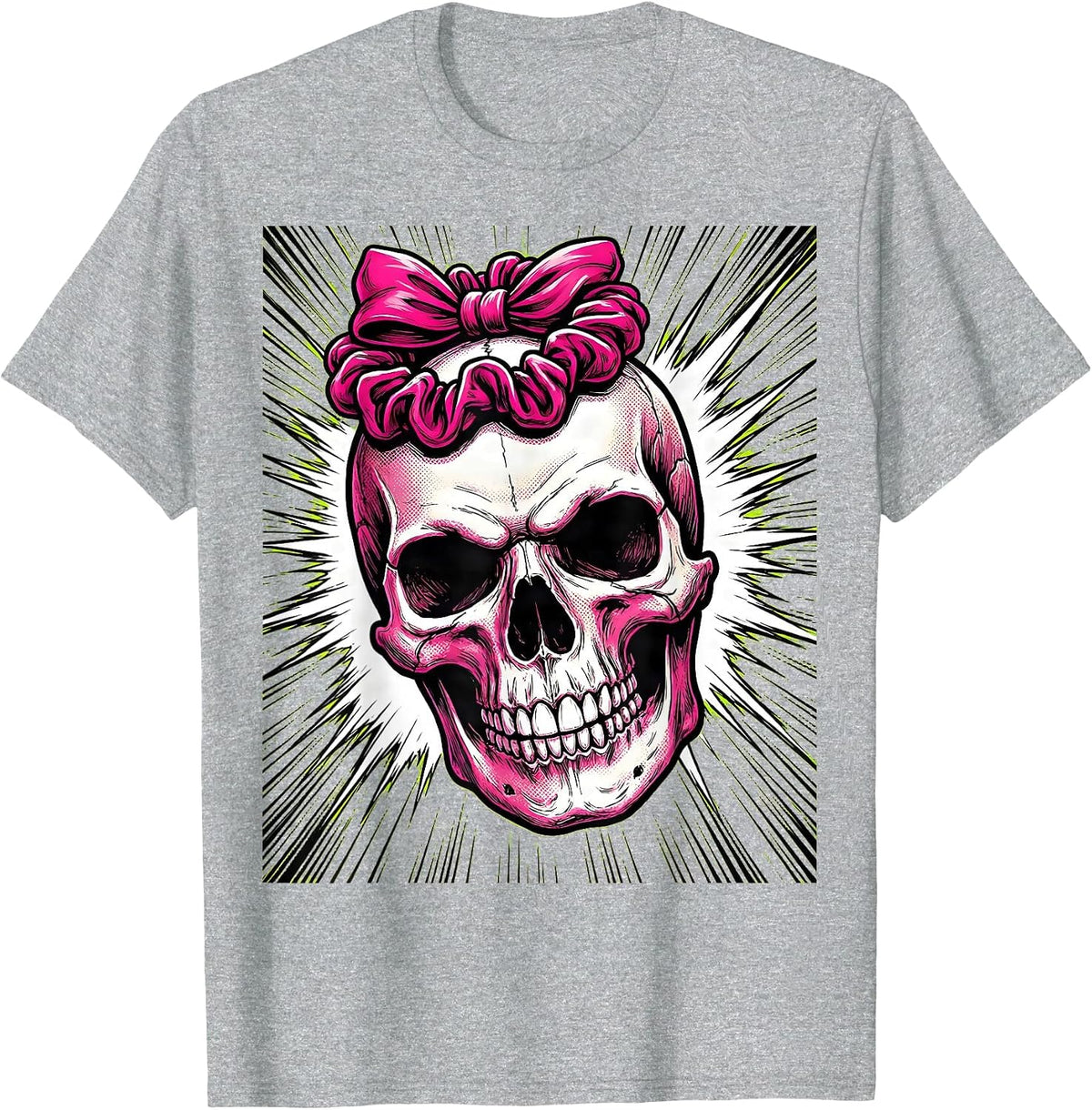 Men's Brat Skull Scrunchie Graphic Design T-Shirt - Heather Grey