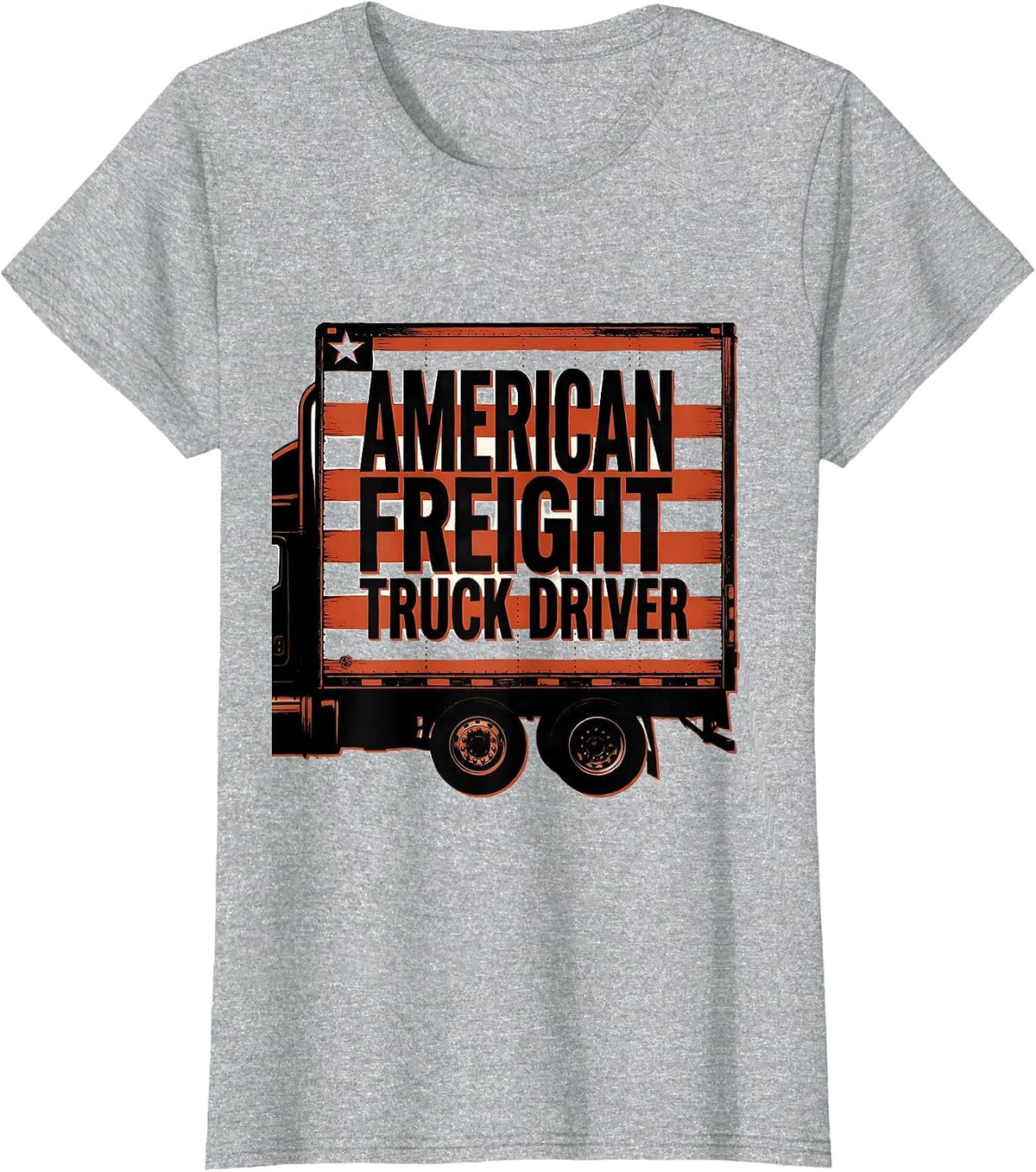 Women's American Freight Truck Driver Patriotic Semi Truck Driver T-Shirt - Heather Grey