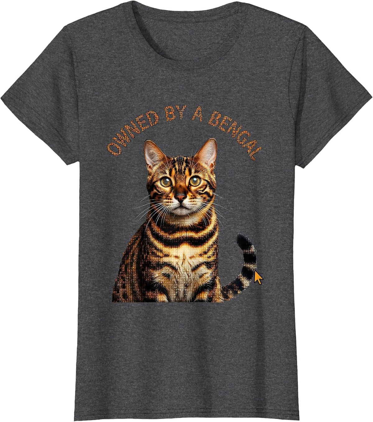 Women's Owned by a Bengal Cat Lover Design T-Shirt - Dark Heather Grey
