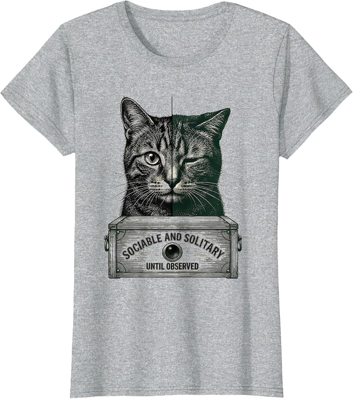 Women's Sociable and Solitary, Until Observed Quantum Physics Cat T-Shirt - Heather Grey