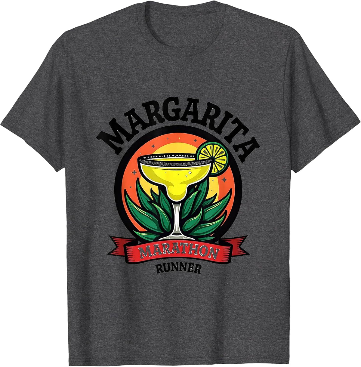 Margarita Marathon Runner Cinco de Mayo Design T-Shirt - Dark Heather Grey