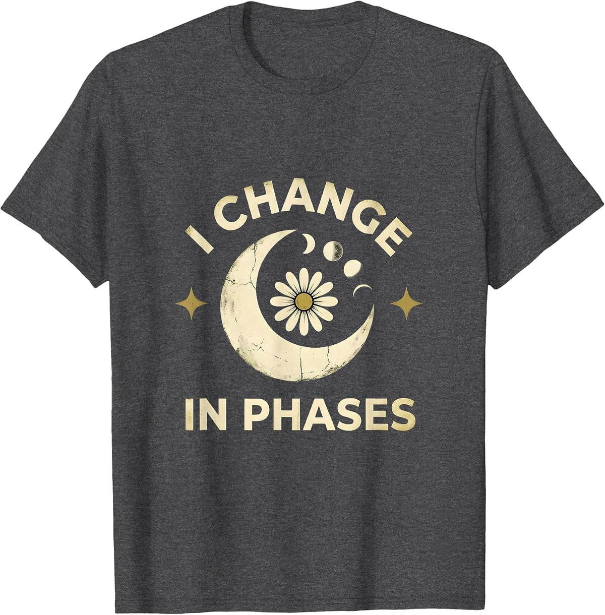 Men's I Change In Phases Boho Celestial Moon Phases Astronomy T-Shirt - Dark Heather Grey