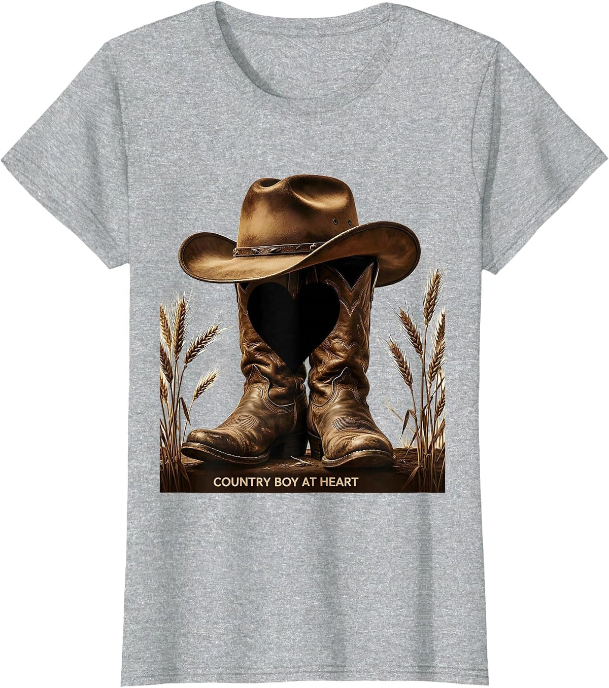 Women's Country Boy At Heart Proud Rural Living Design T-Shirt - Heather Grey