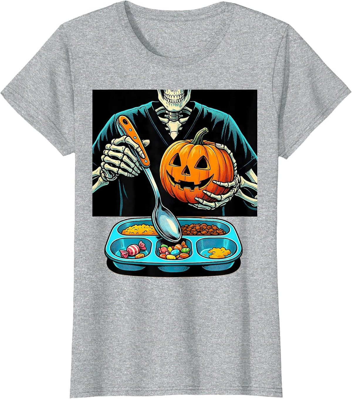 Skeleton Occupational Therapist Halloween Pop Art Therapy T-Shirt - Heather Grey