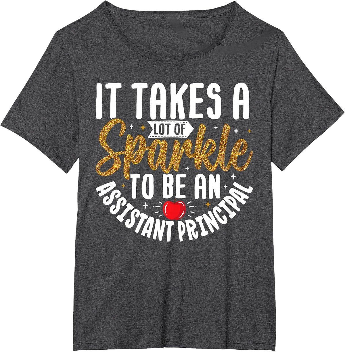 Assistant Principal Sparkle Back to School Appreciation T-Shirt - Dark Heather Grey