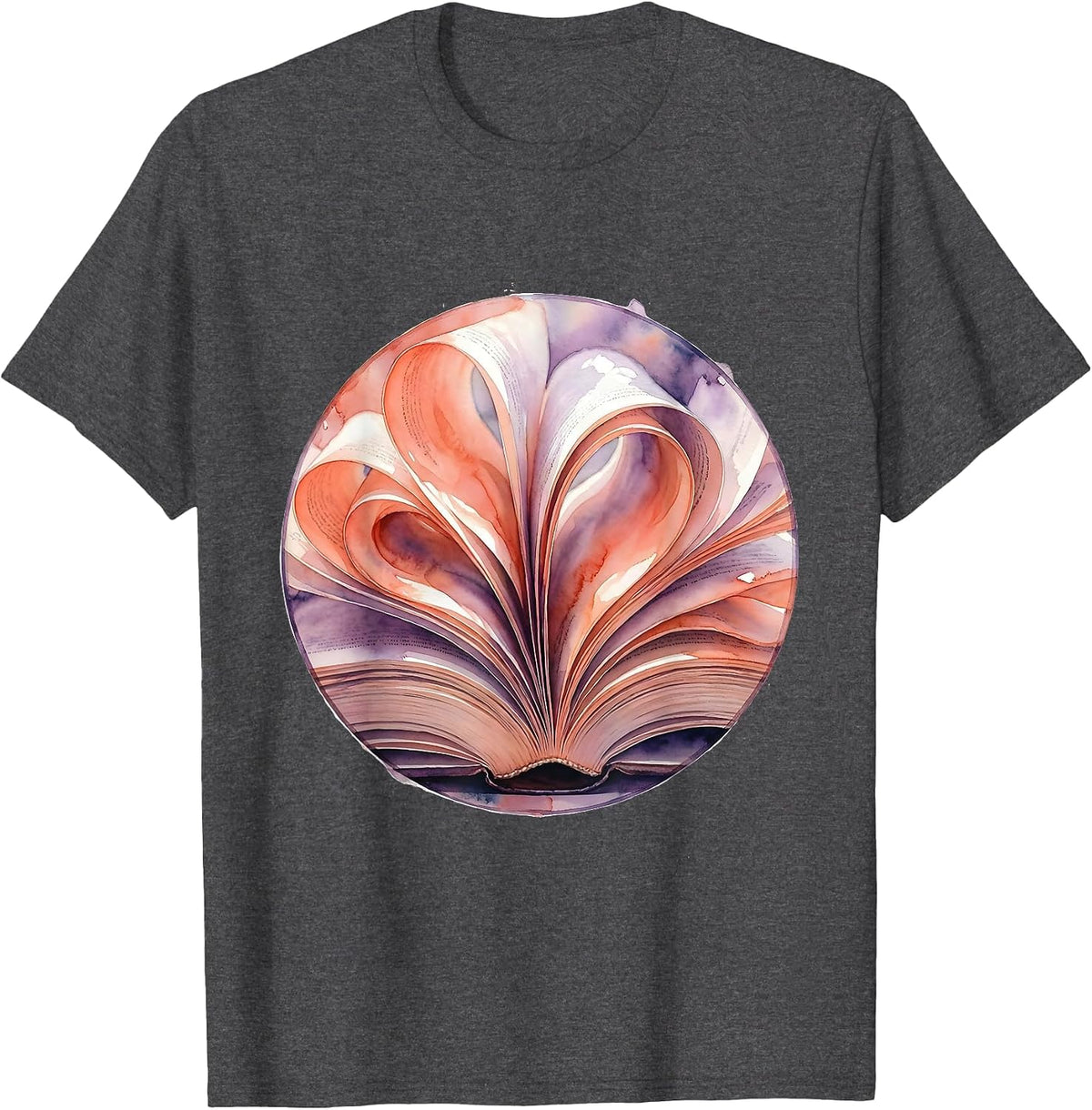 Dyslexia Awareness Open Book Spiral Design T-Shirt - Dark Heather Grey
