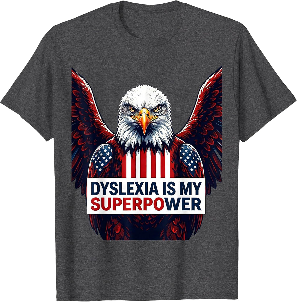 Men's Dyslexia Is My Superpower Awareness Design T-Shirt - Dark Heather Grey