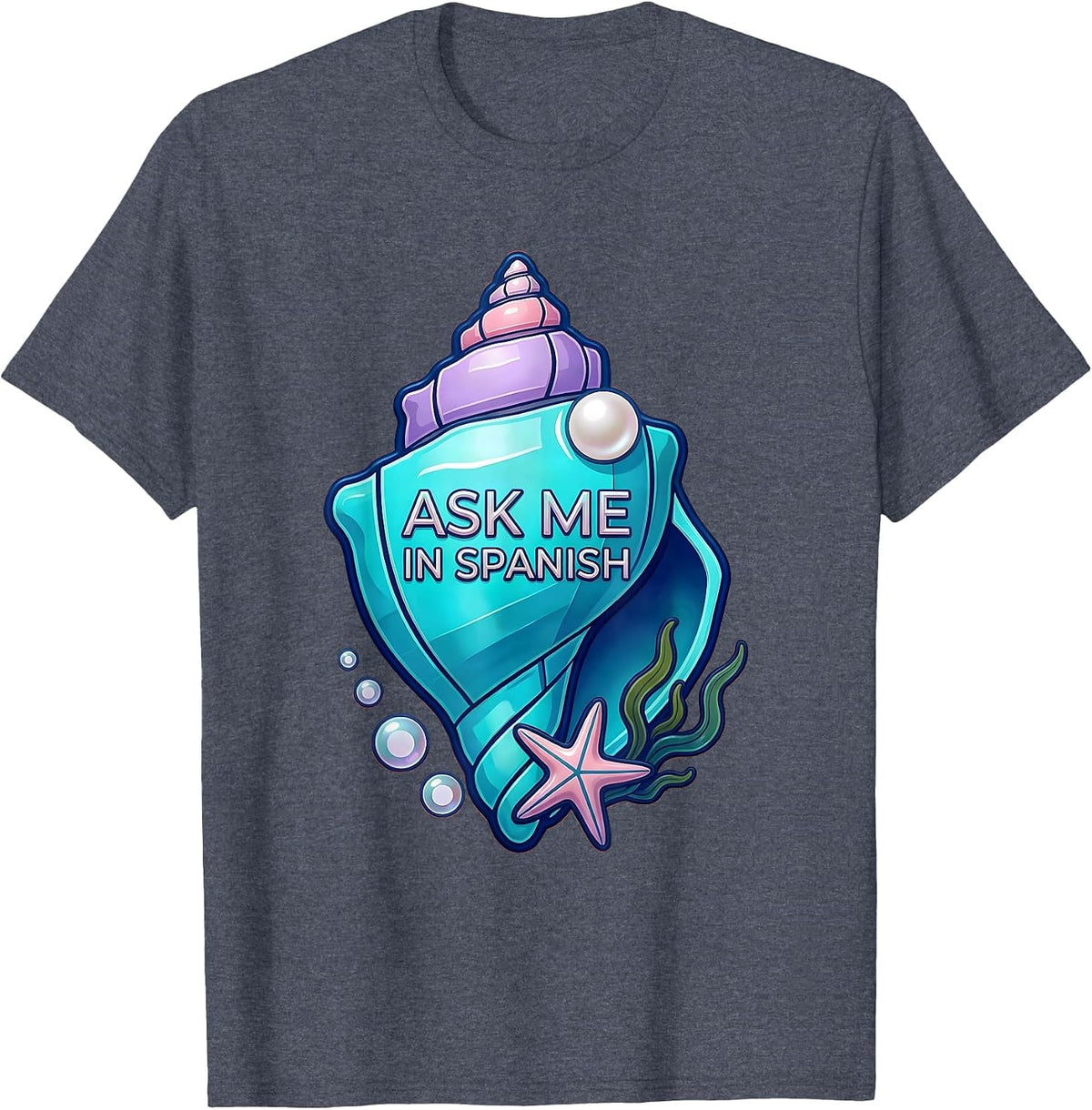 Ask Me In Spanish Language Teacher Design T-Shirt - Heather Blue