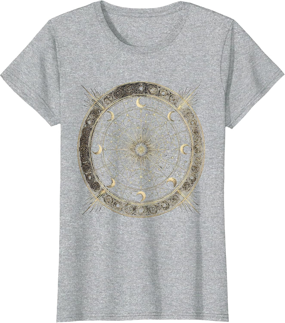 Women's Constellation Map Vintage Parchment Star Chart T-Shirt - Heather Grey