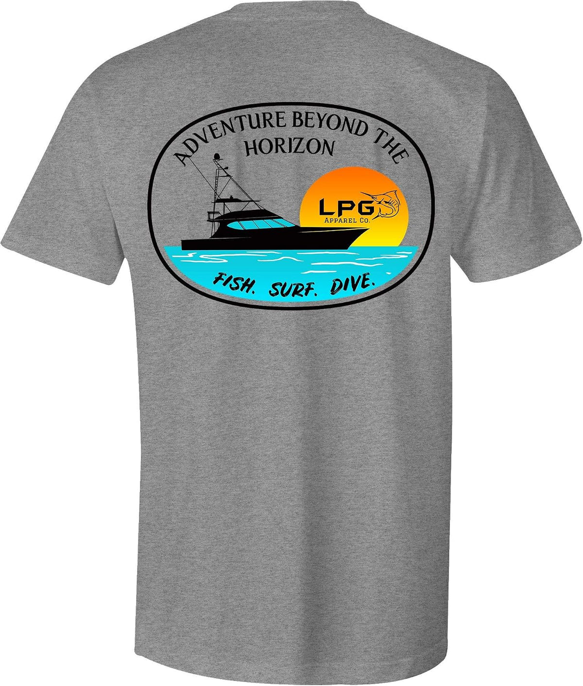 Big Rock Sportfish Premium Cotton Fishing Tee T-Shirt - Heather Grey