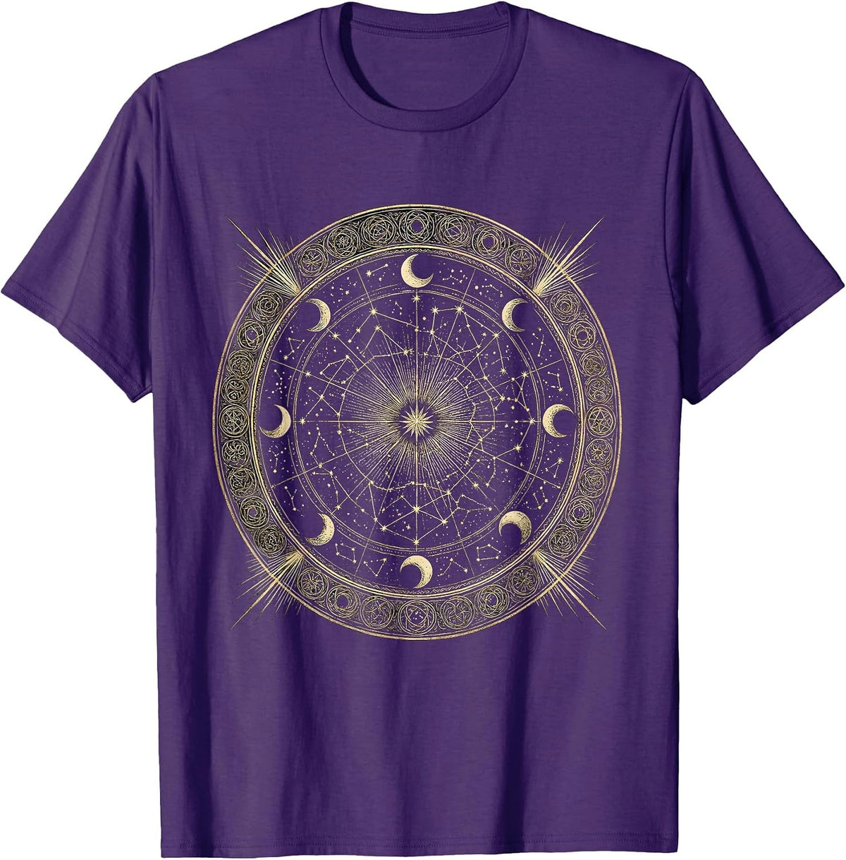 Men's Constellation Map Vintage Parchment Star Chart T-Shirt - Purple