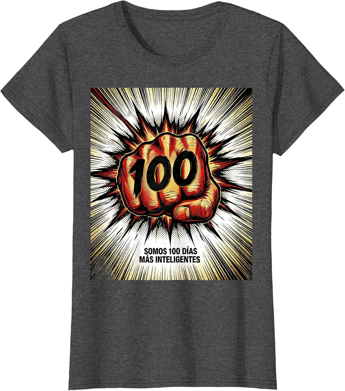 Women's Somos 100 Días Más Inteligentes Comic Book Spanish Teacher T-Shirt - Dark Heather Grey