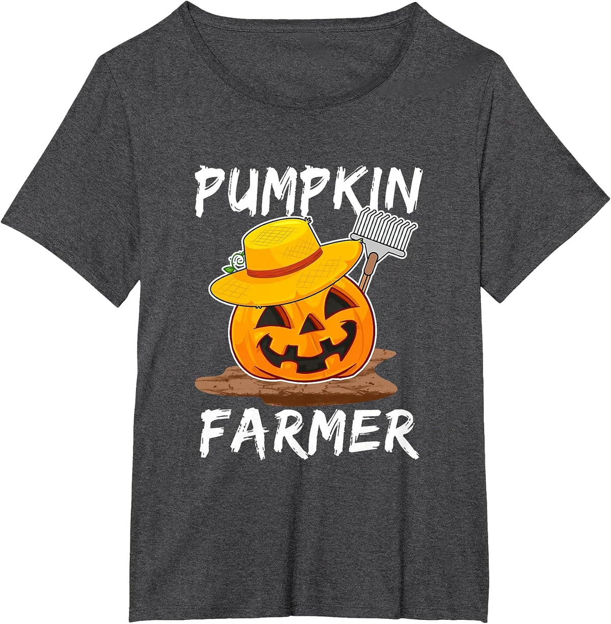 Pumpkin Farmer Funny Family Matching Halloween Costume T-Shirt - Dark Heather Grey