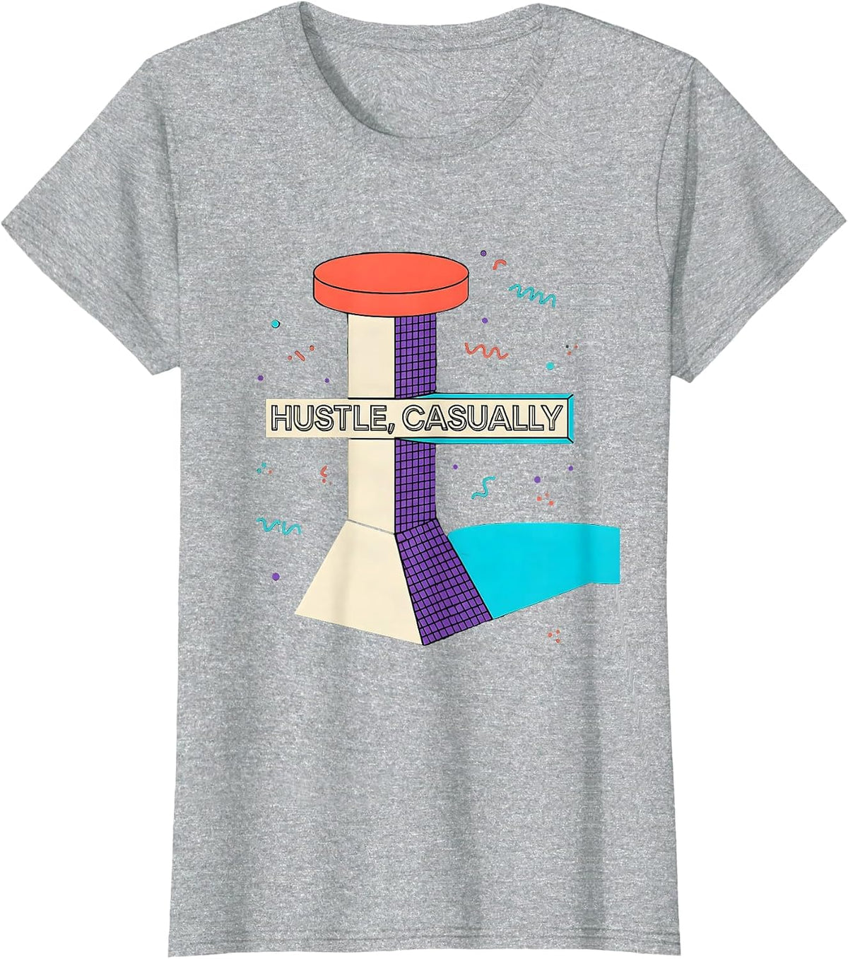 Women's Hustle, Casually Funny Old School Gangsta Rap Slang Hip Hop T-Shirt - Heather Grey