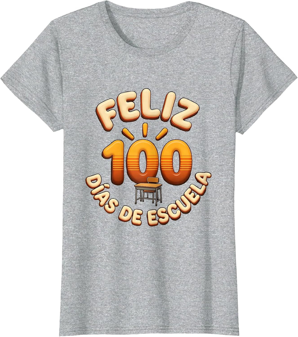Women's Feliz 100 días de escuela Retro Spanish Teacher 100th Day T-Shirt - Heather Grey
