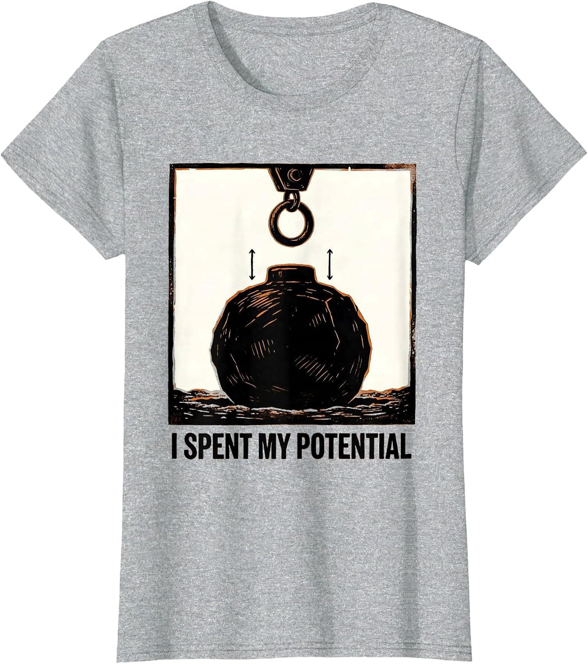 Women's I Spent My Potential Funny Physics Pun Humor T-Shirt - Heather Grey