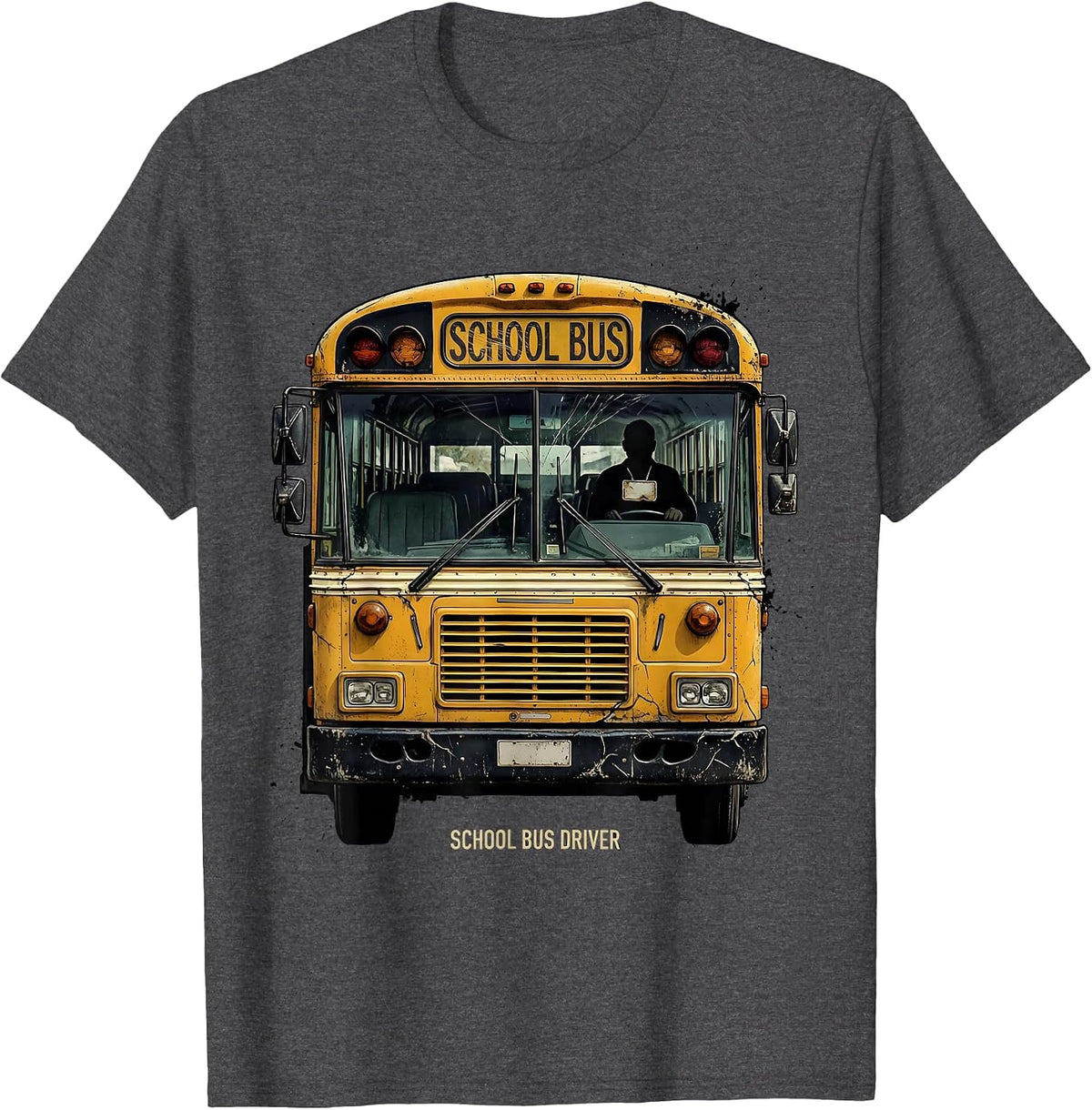 Men's Distressed School Bus Driver Humor Appreciation Gift T-Shirt - Dark Heather Grey