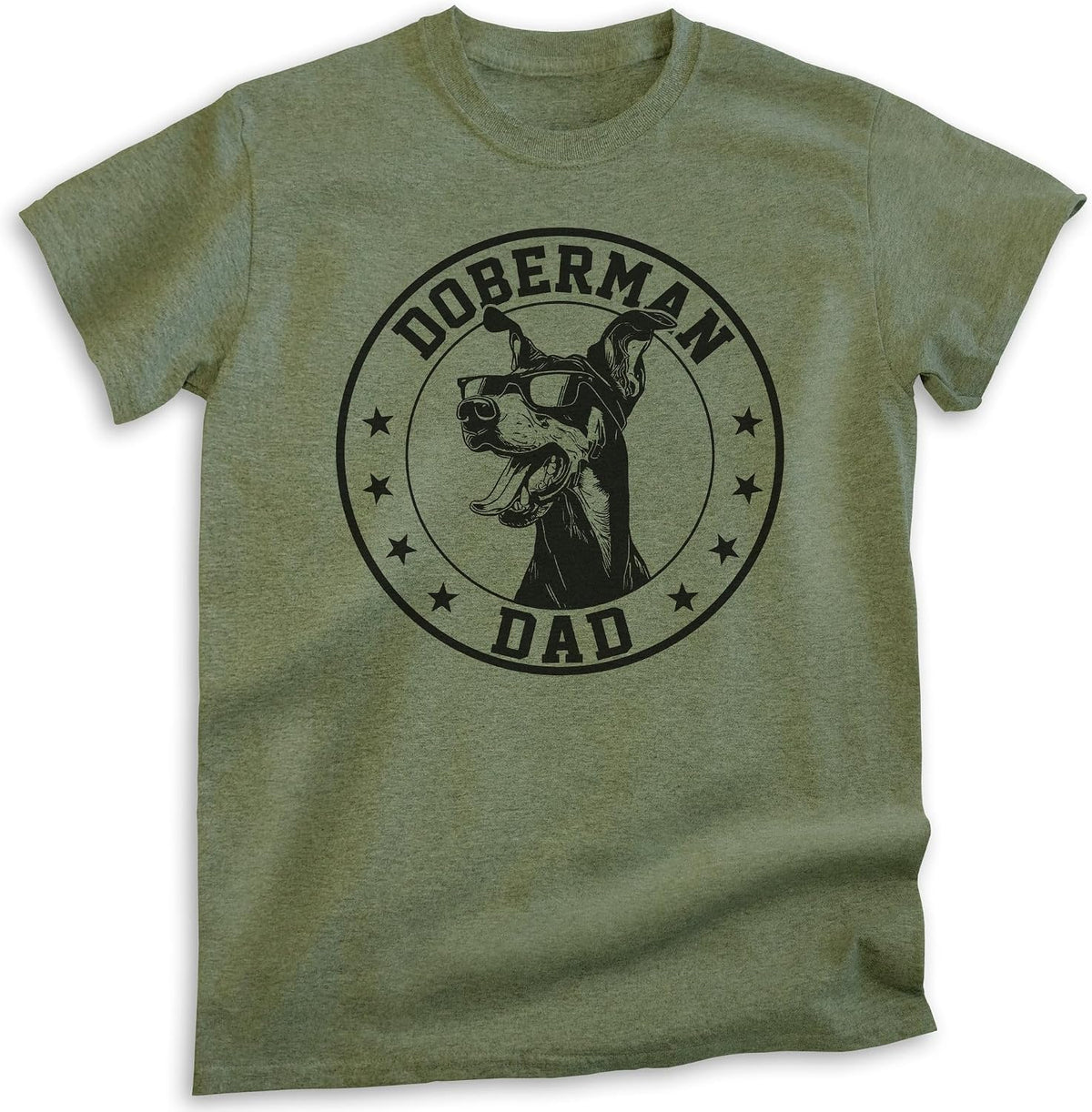 EVERTREE CLOTHING Doberman Dad T-Shirt, Unisex Men's Shirt, Doberman Pinscher Owner, Best Dog Dad Gift - Heather Military