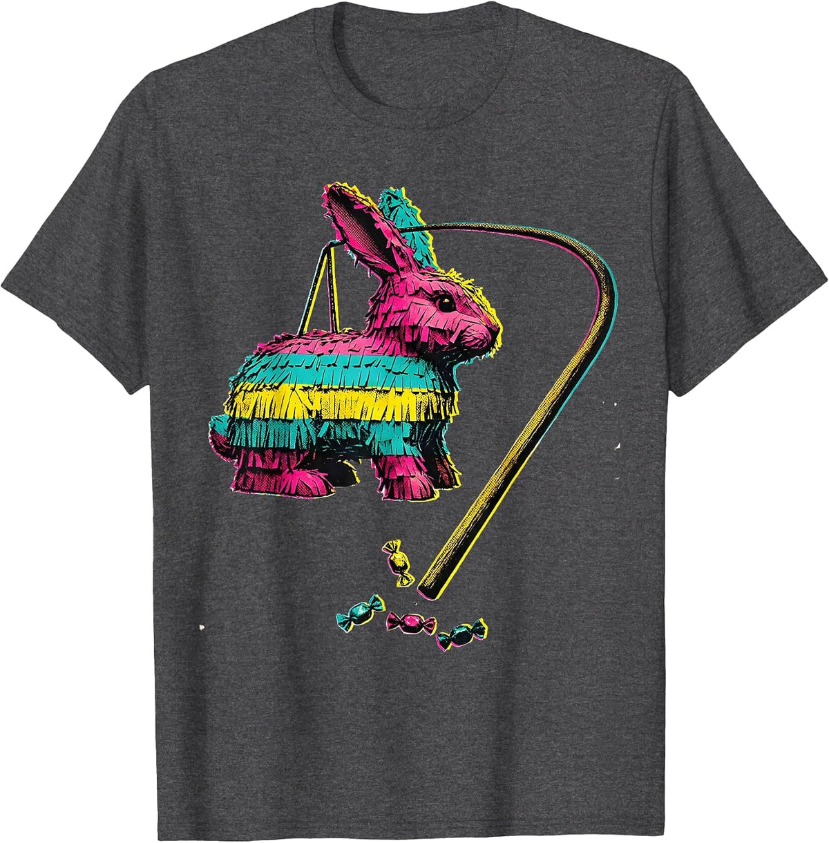 Side Rabbit Piñata Cinco De Mayo Party Costume Humor T-Shirt - Dark Heather Grey