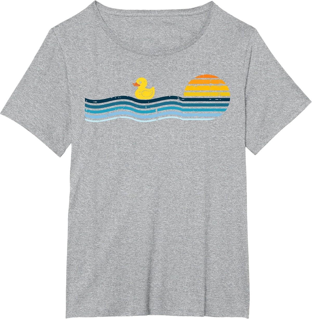 Duck Sunset Retro Waves Vintage Animal Lover Men Women Kids T-Shirt - Heather Grey
