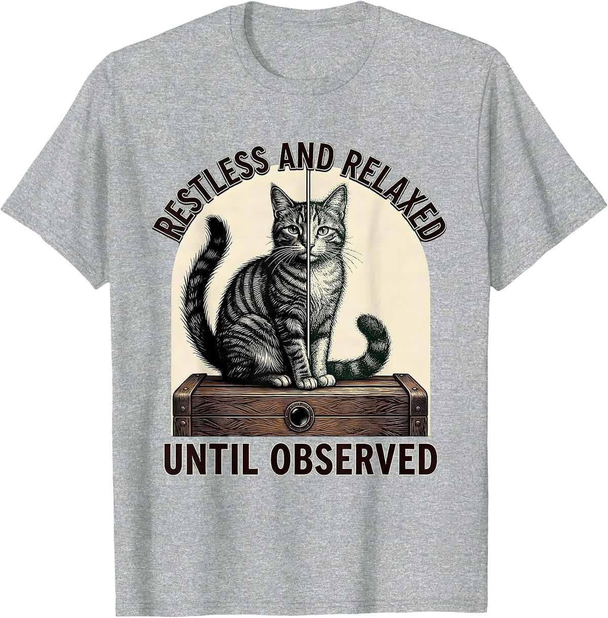 Men's Restless and Relaxed, Until Observed Quantum Physics Humor T-Shirt - Heather Grey