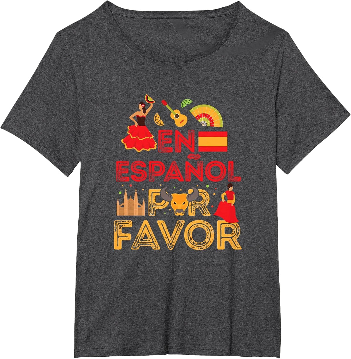 Teaching Spanish Teacher En Español Por Favor T-Shirt - Dark Heather Grey