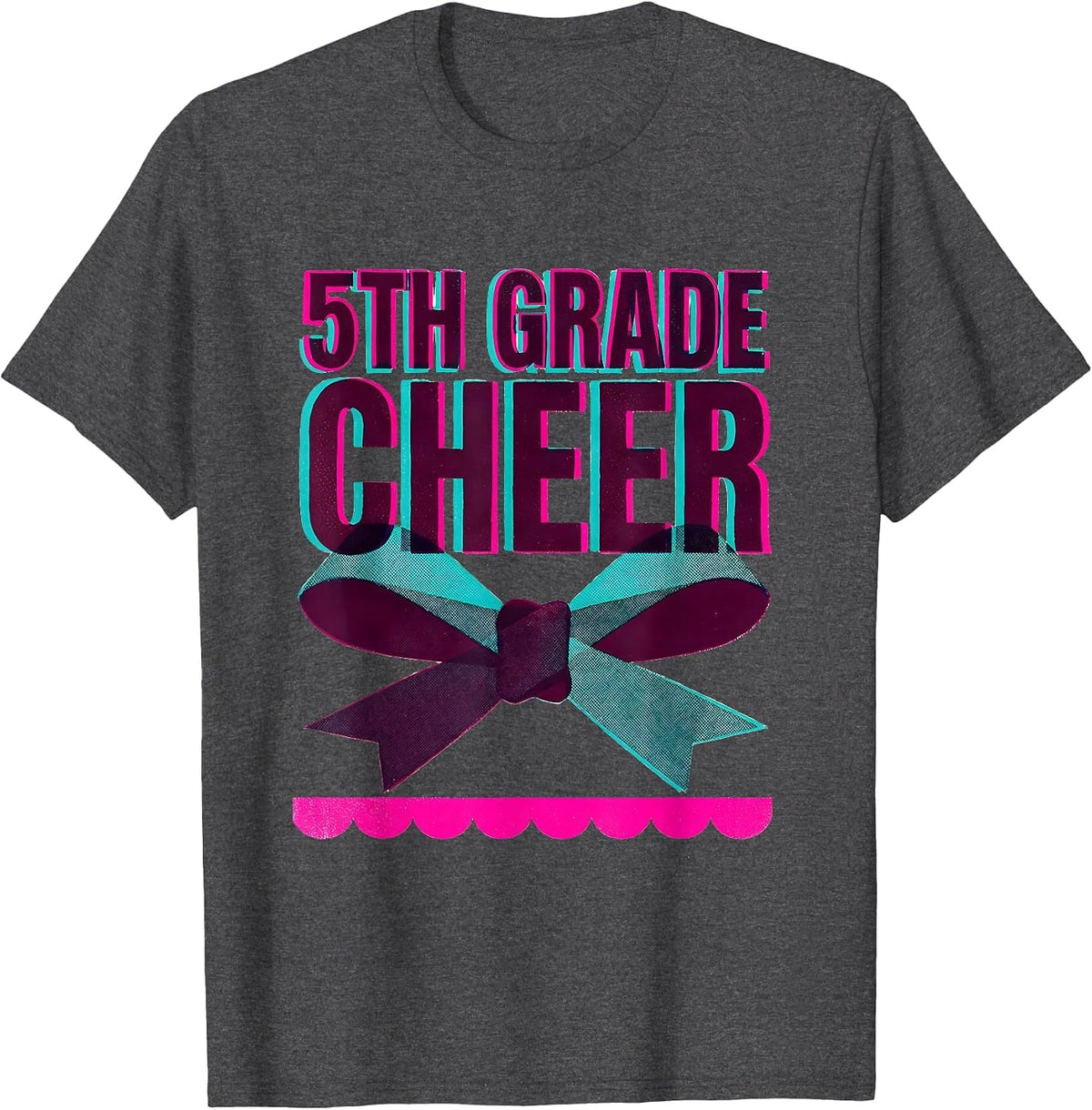 5th Grade Cheer Coquette Bow Back to School Fifth Grade T-Shirt - Dark Heather Grey