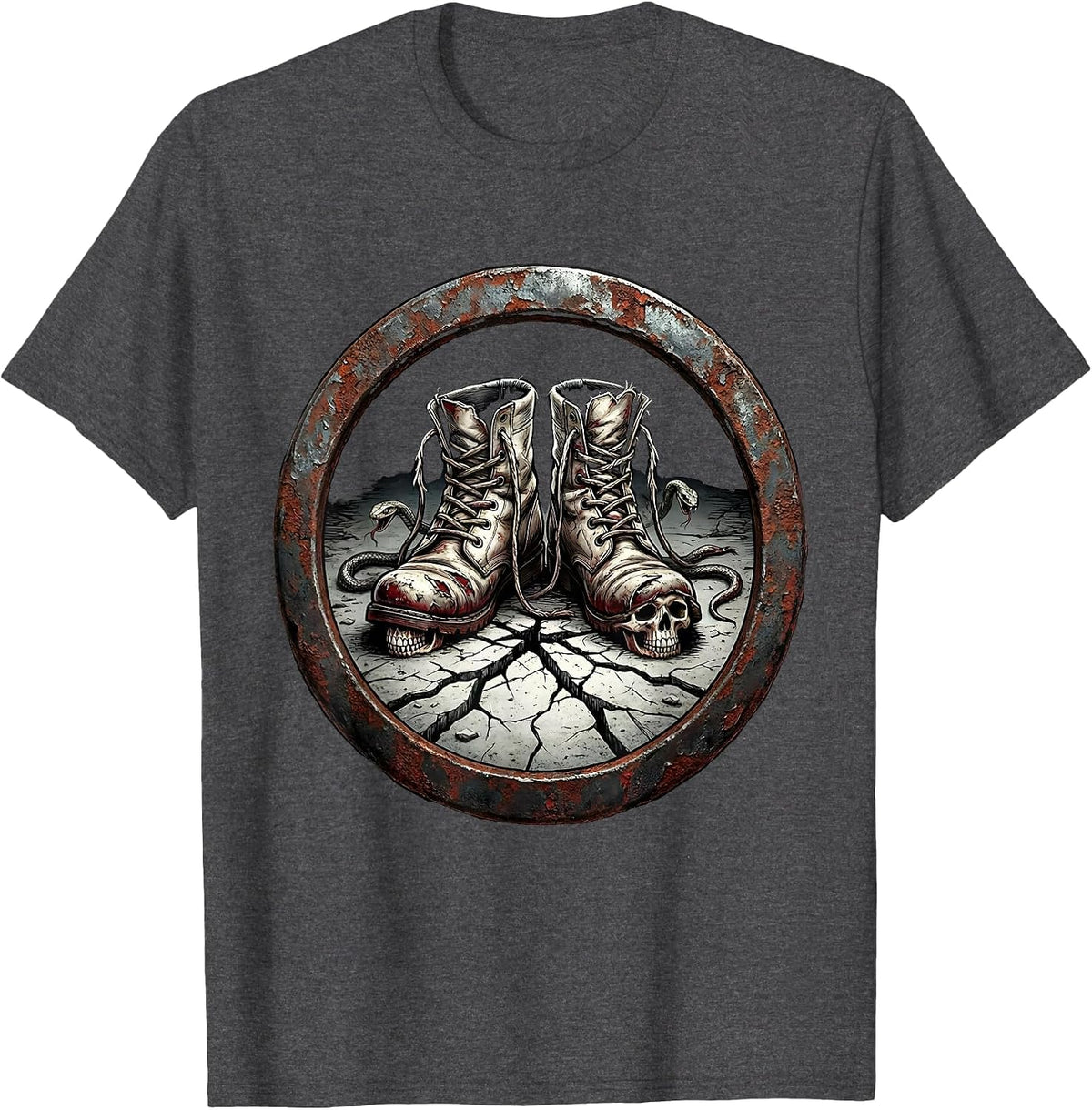 Worn Boots Grunge Pavement Illustration T-Shirt - Dark Heather Grey