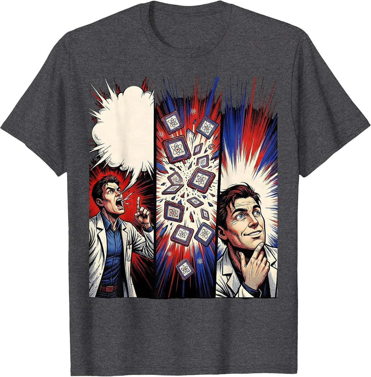 Comic Strip Periodic Table Chemistry Pun Humor T-Shirt - Dark Heather Grey